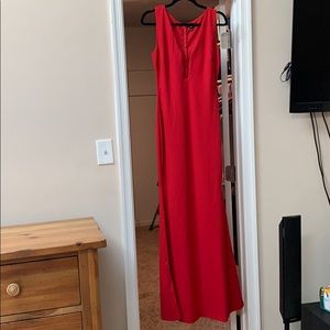 Red long evening dress